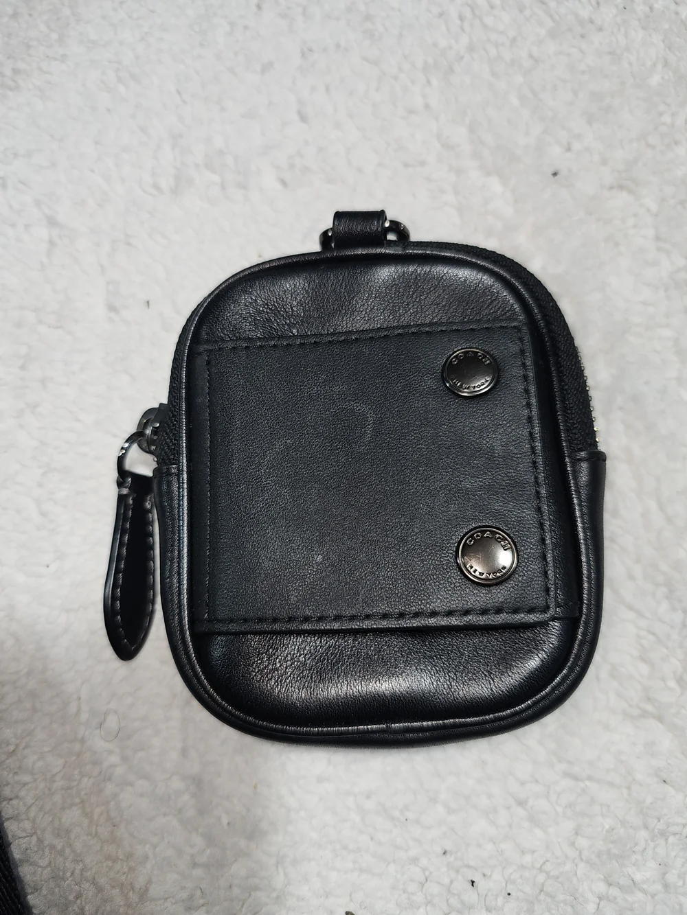 Coach Black Leather Messenger Crossbody with Detachable Coin Pouch